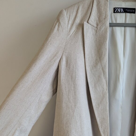 Zara Linen Blazer with Roll up Sleeves - Picture 8 of 11